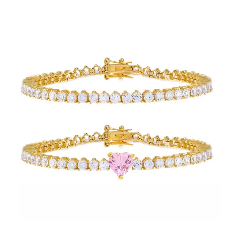 The Heart Tennis Bracelet Combo Set sold by Adina Eden's