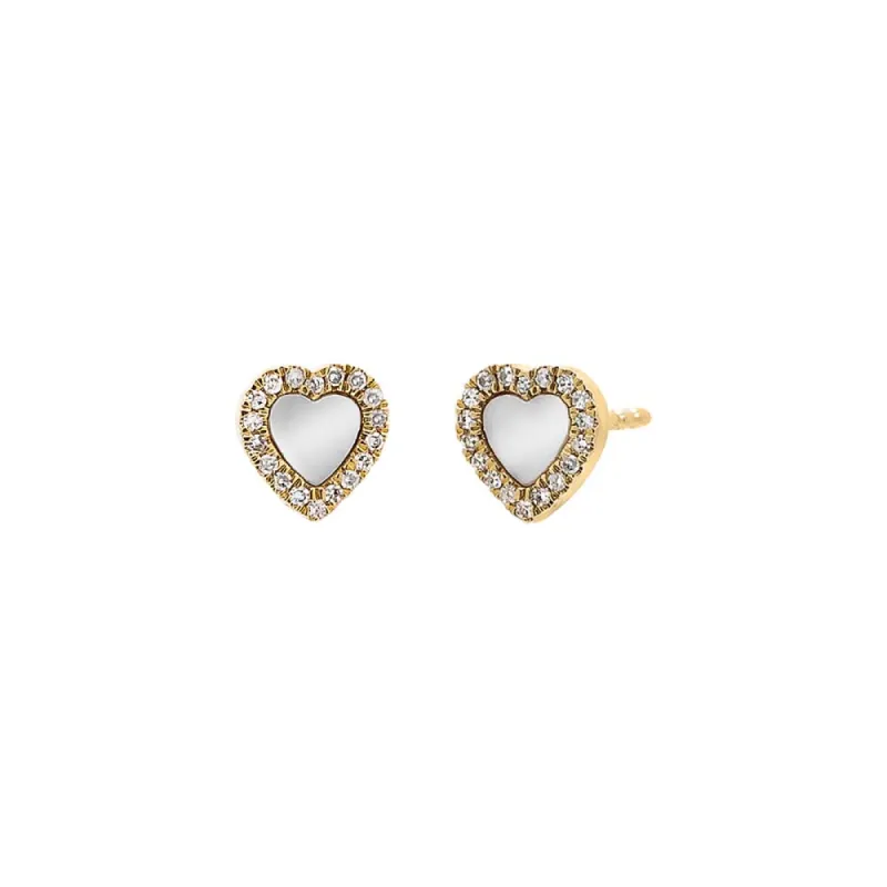 Diamond Pave Colored Stone Heart Stud Earring 14K sold by Adina Eden's