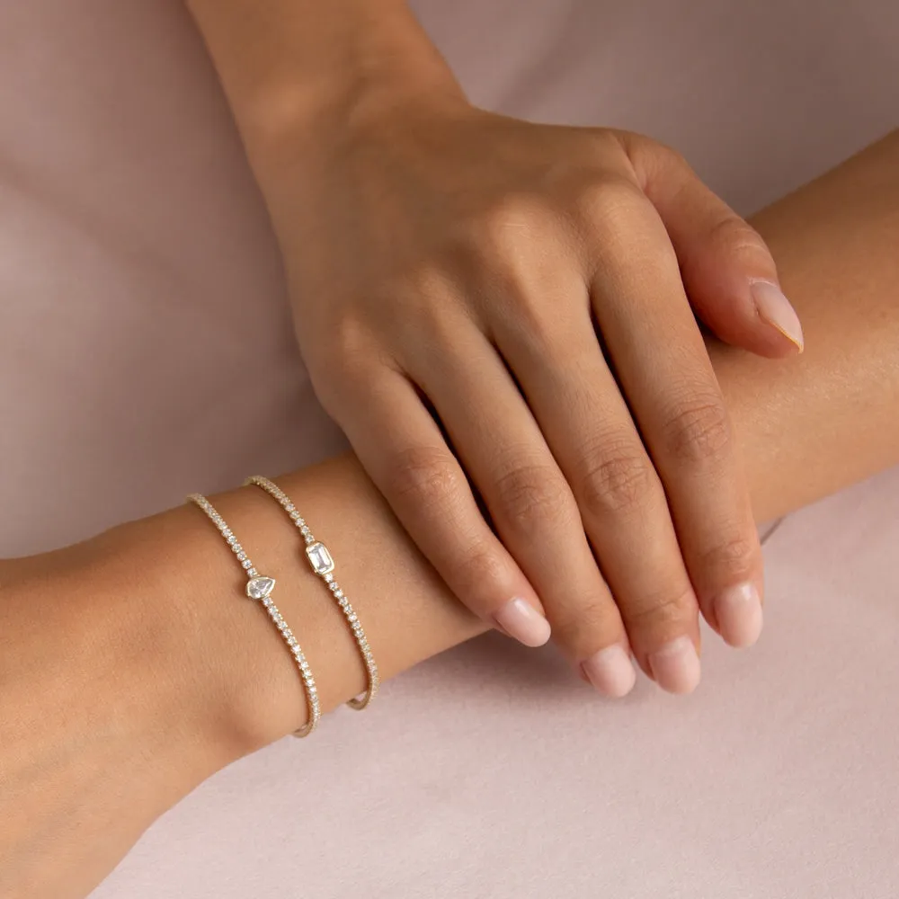 Emerald Bezel Thin Tennis Bracelet sold by Adina Eden's product image thumbnail 2