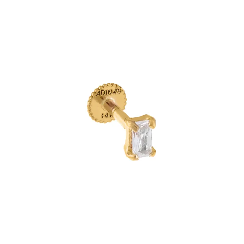 CZ Baguette Stone Stud Earring 14K sold by Adina Eden's