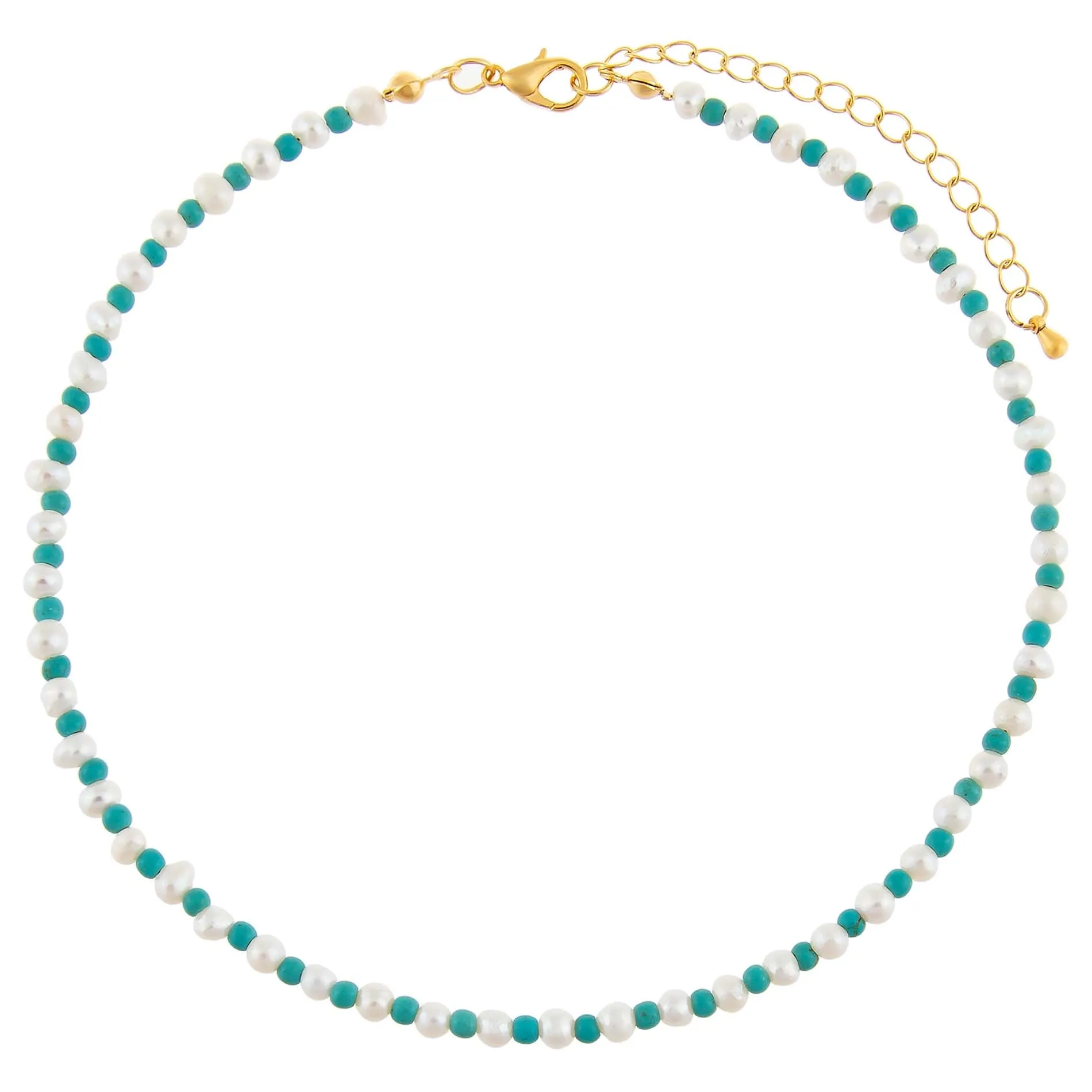 Pearl x Turquoise Beaded Choker sold by Adina Eden's product image thumbnail 3