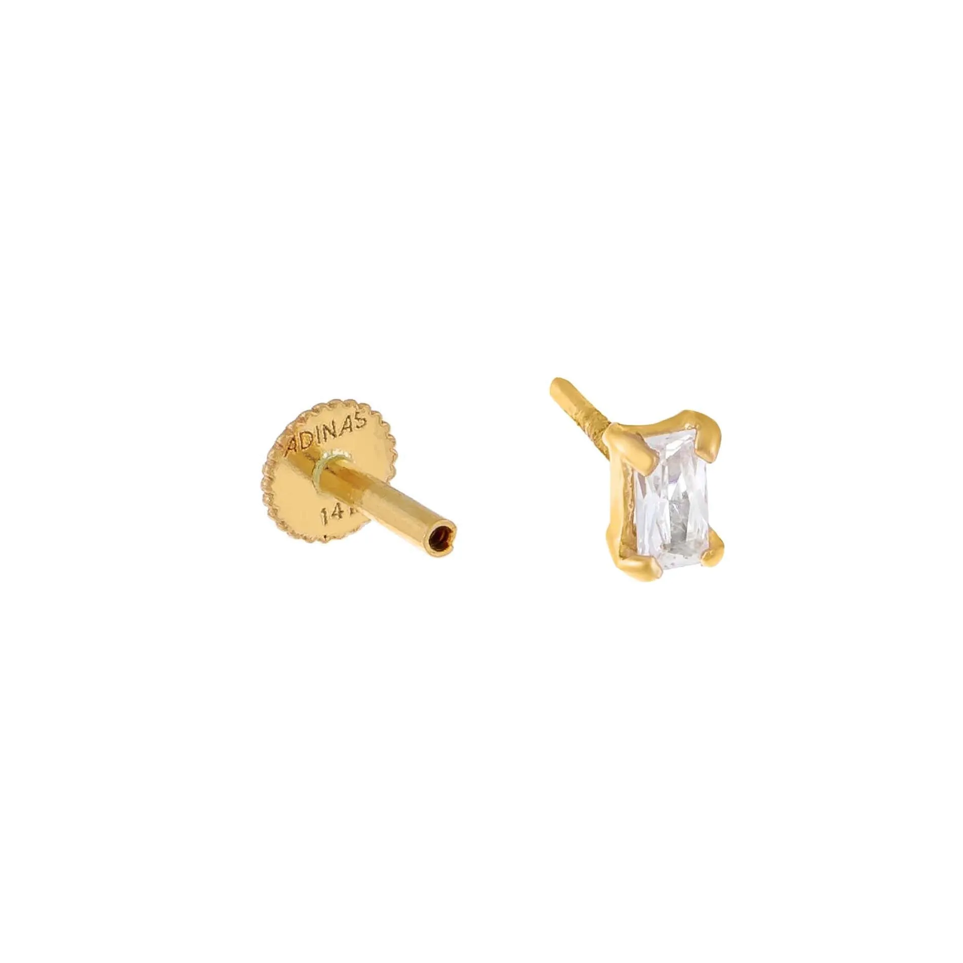 CZ Baguette Stone Stud Earring 14K sold by Adina Eden's product image thumbnail 3