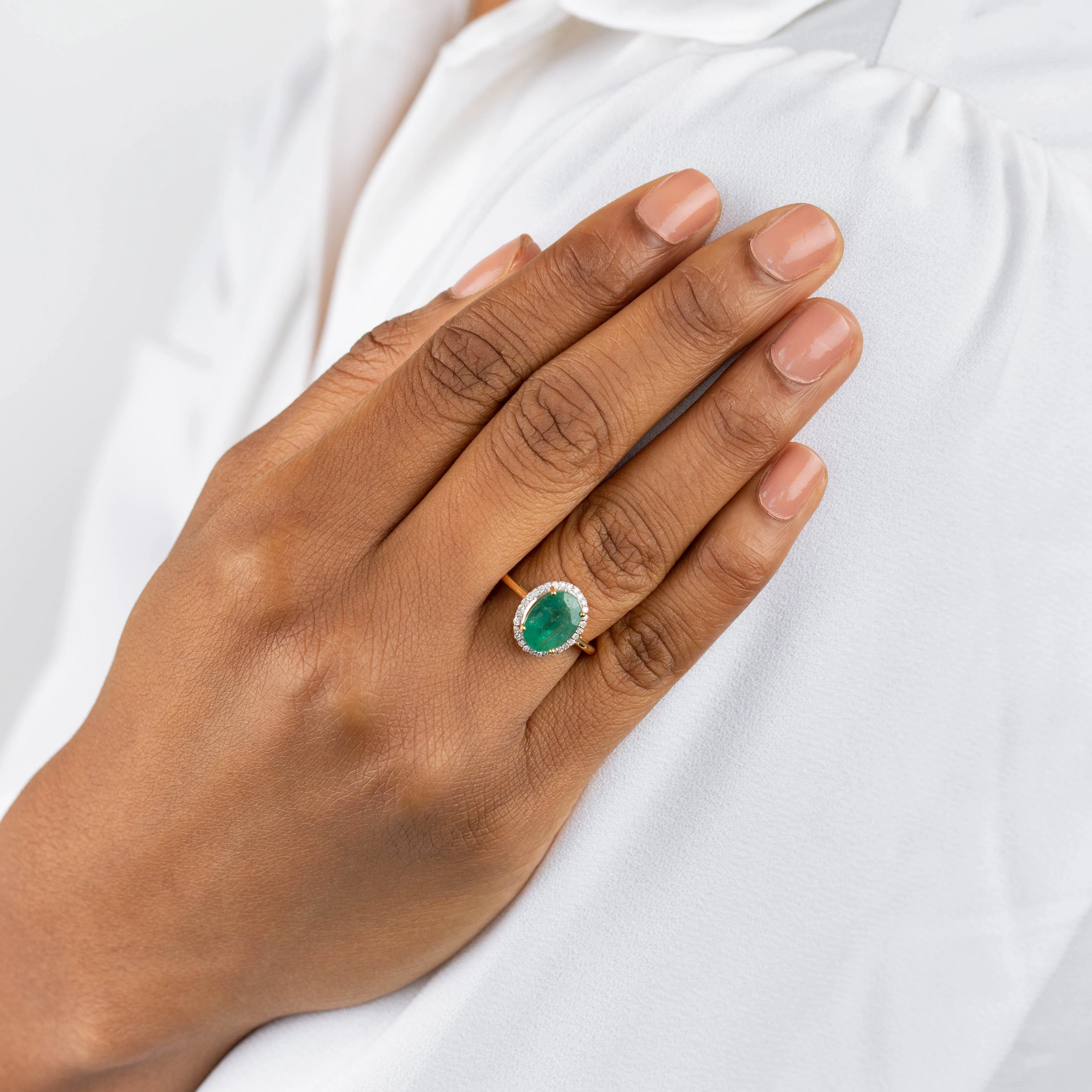 Diamond X Emerald Stone Ring 14K sold by Adina Eden's product image thumbnail 2
