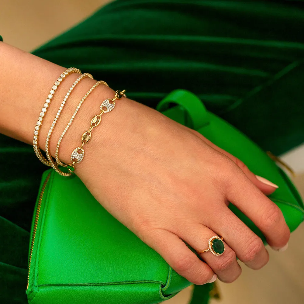 Diamond X Emerald Stone Ring 14K sold by Adina Eden's product image thumbnail 3