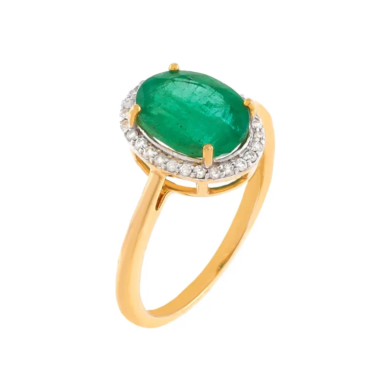 Diamond X Emerald Stone Ring 14K sold by Adina Eden's