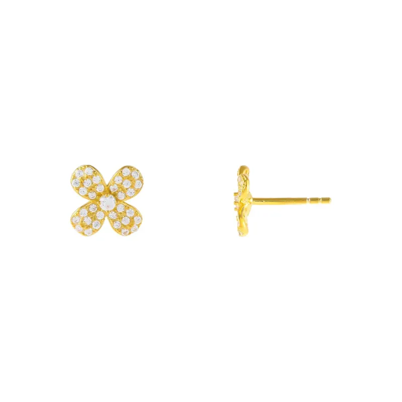 Pavé Flower Stud Earring sold by Adina Eden's