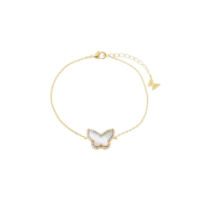 Pave Outline Colored Stone Butterfly Bracelet sold by Adina Eden's