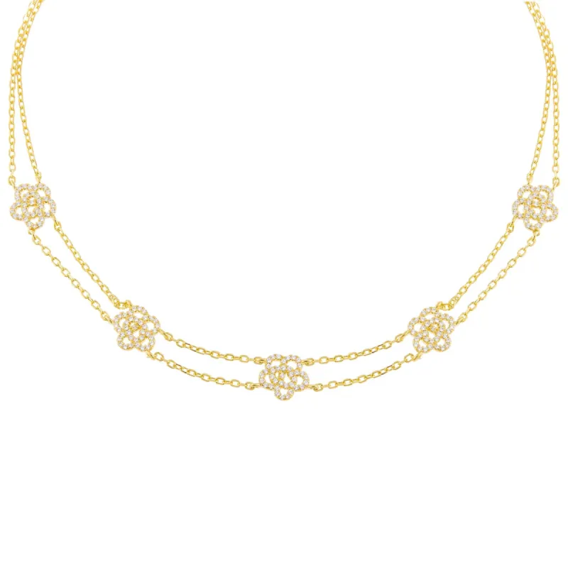 Pavé Multi Rose Double Chain Choker sold by Adina Eden's