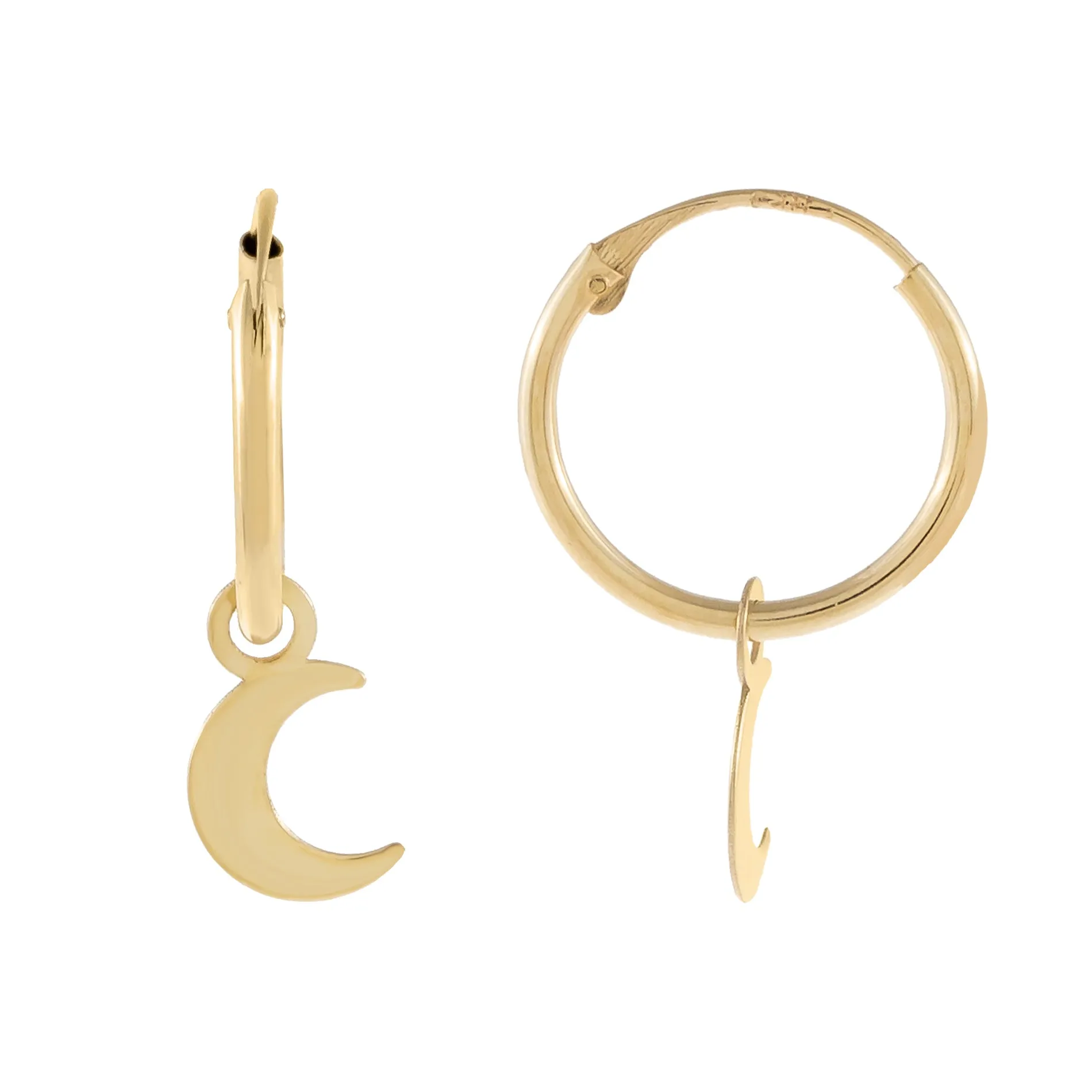 Solid Crescent Hoop Earring 14K sold by Adina Eden's