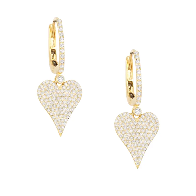 Diamond Heart Huggie Earring 14K sold by Adina Eden's