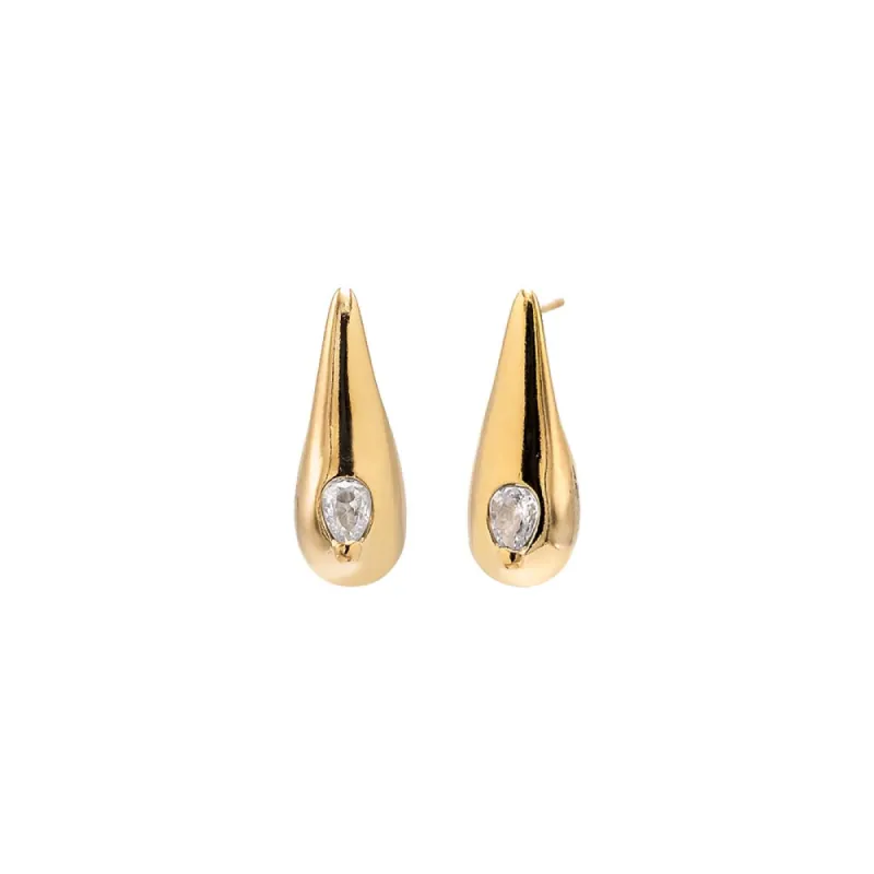 CZ Elongated Teardrop Stud Earring sold by Adina Eden's