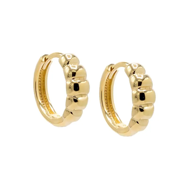 Beaded Puffy Graduated Huggie Earring 14K sold by Adina Eden's