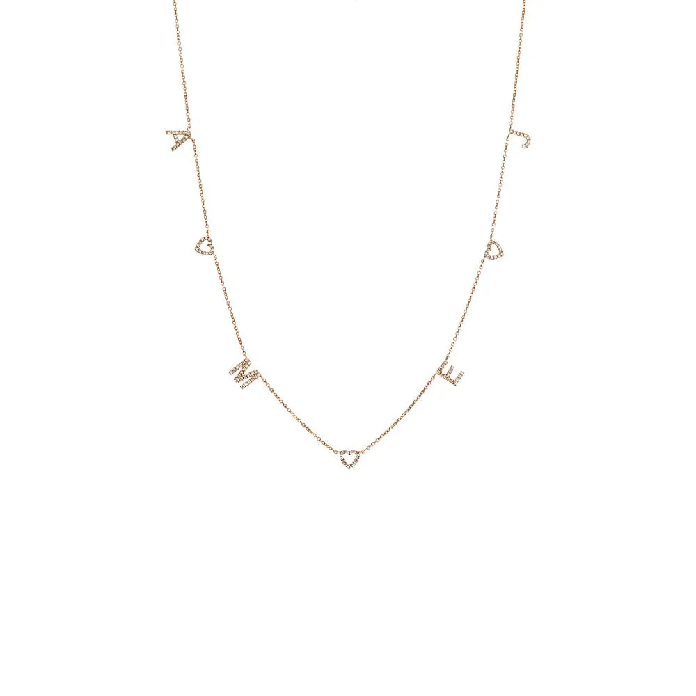 Diamond Pave Open Hearts X Initials Necklace 14K sold by Adina Eden's product image thumbnail 5