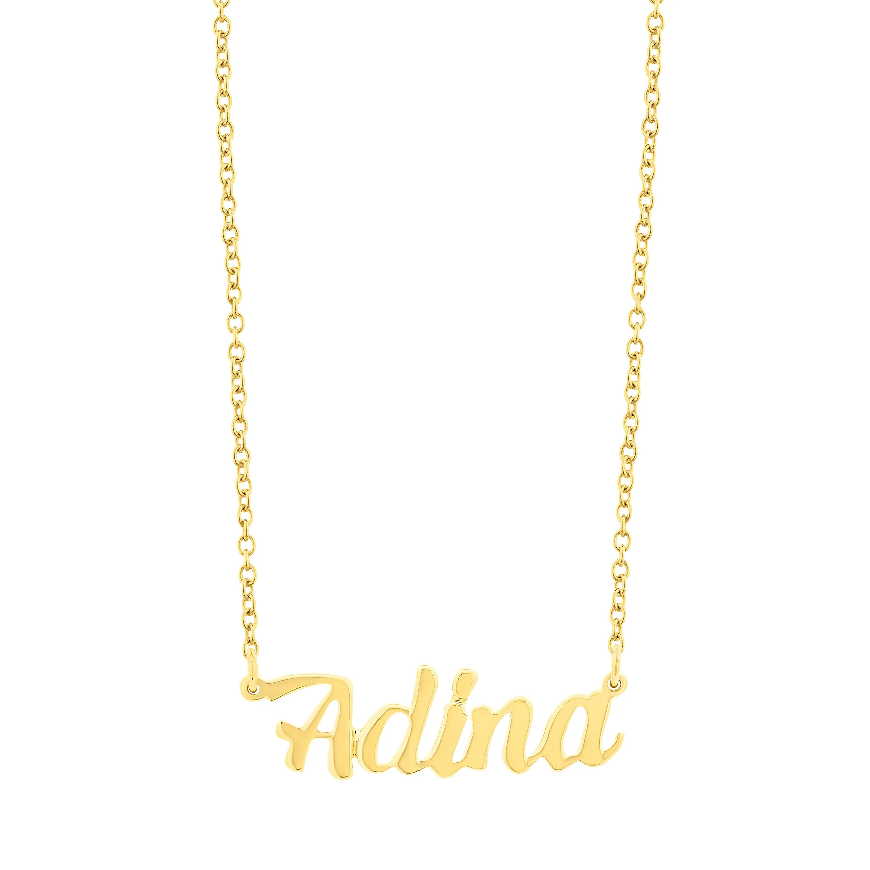 Solid Script Nameplate Necklace 14K sold by Adina Eden's product image thumbnail 4