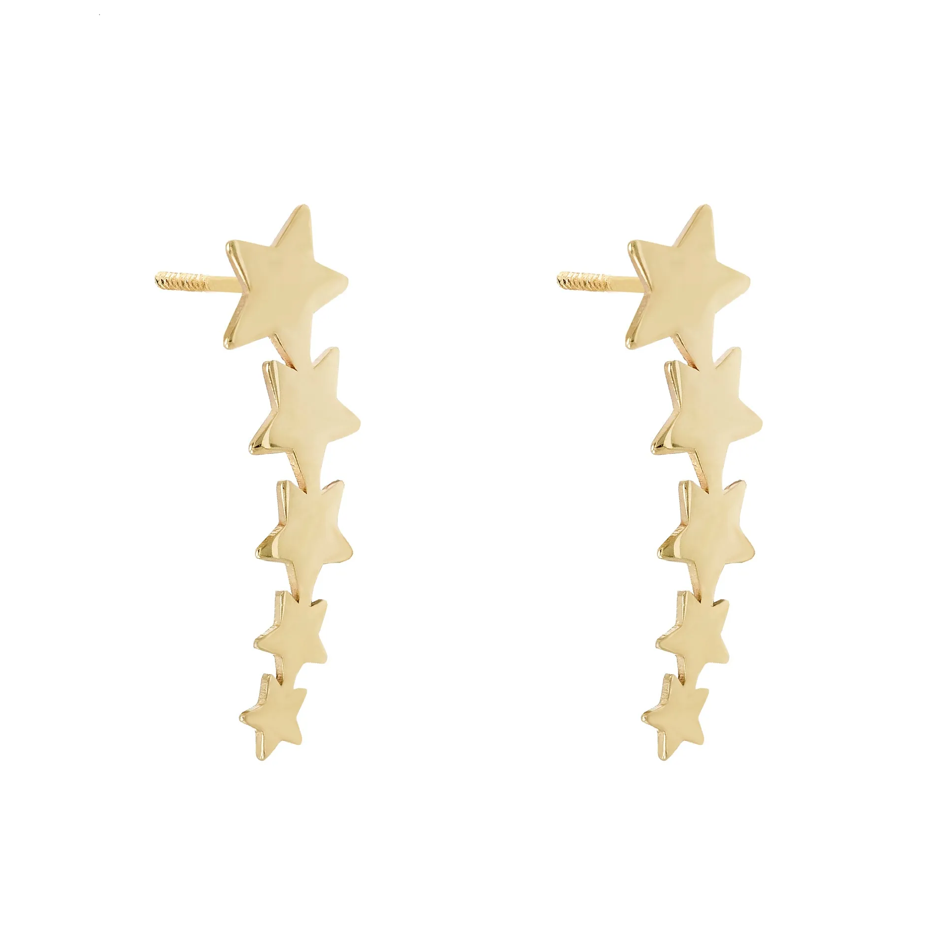 Multi Star Ear Climber Stud Earring 14K sold by Adina Eden's