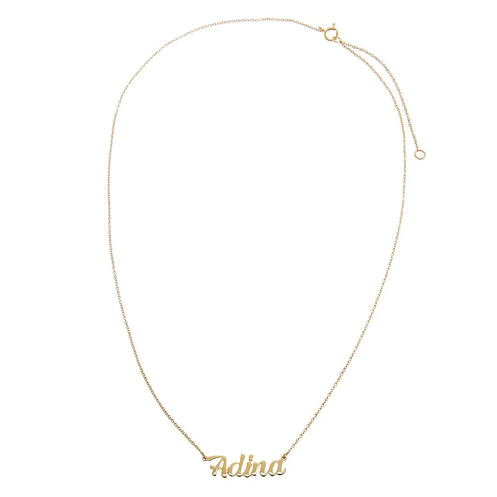 Solid Script Nameplate Necklace 14K sold by Adina Eden's product image thumbnail 3