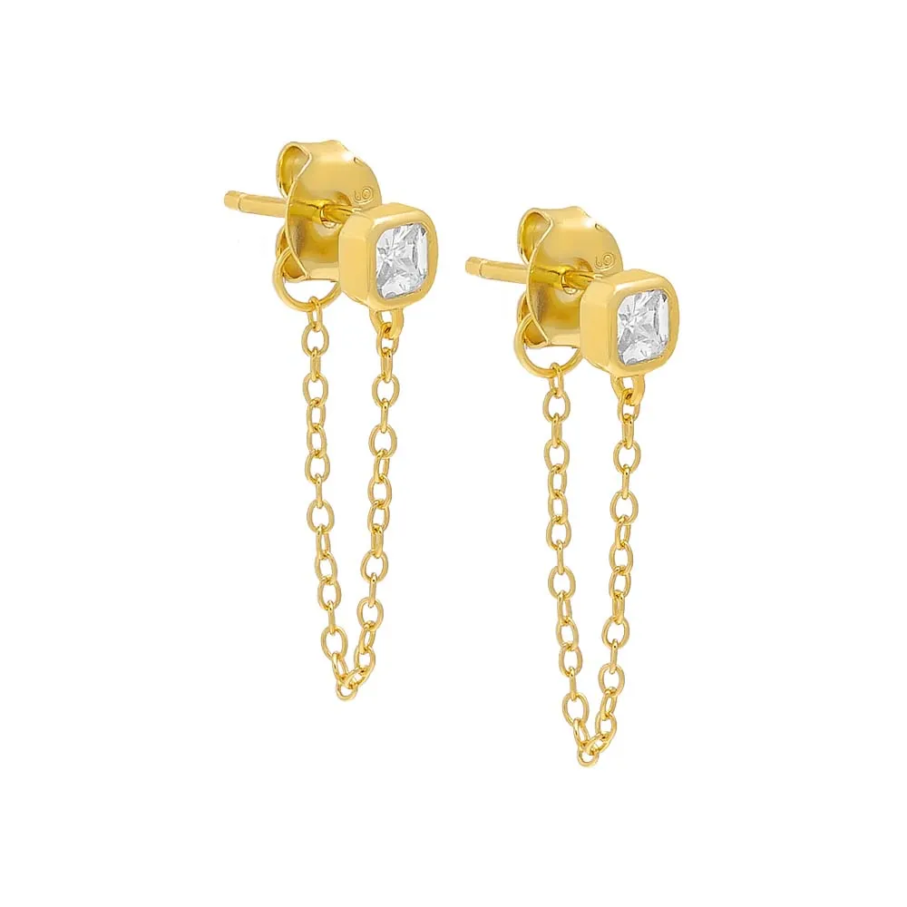 Square Bezel Front Back Stud Earring sold by Adina Eden's