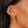 Pavé Colored Bezel Drop Chain Huggie Earring sold by Adina Eden's