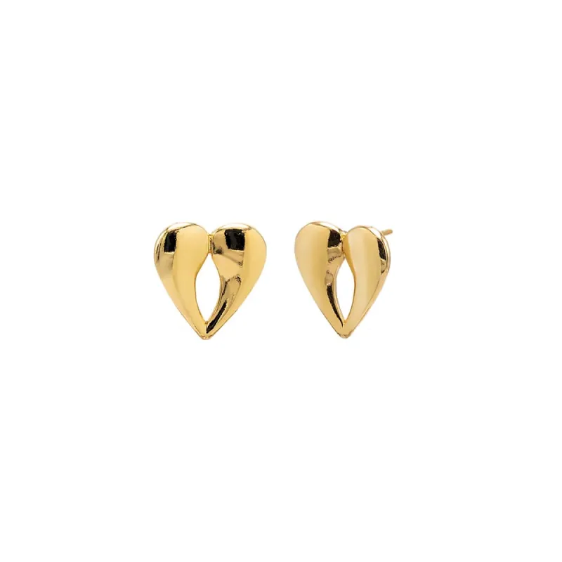 Solid Double Teardrop Heart Shape Stud Earring sold by Adina Eden's