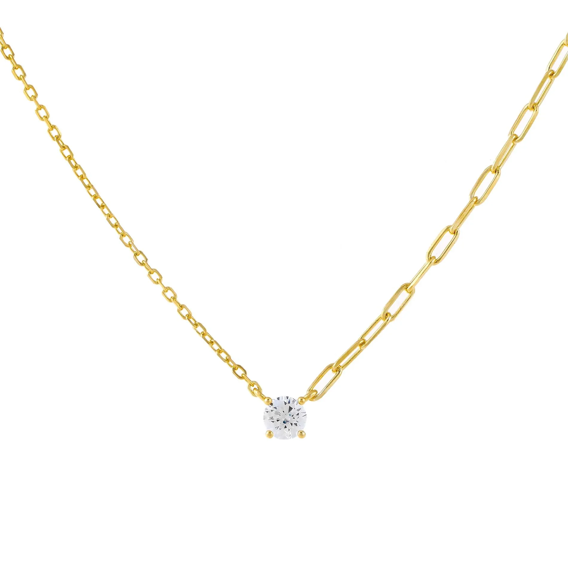 CZ Round Stone Necklace sold by Adina Eden's