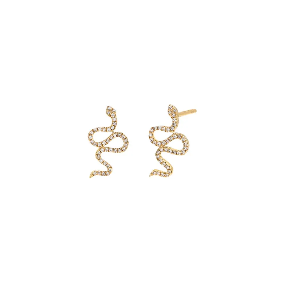 Diamond Snake Stud Earring 14K sold by Adina Eden's