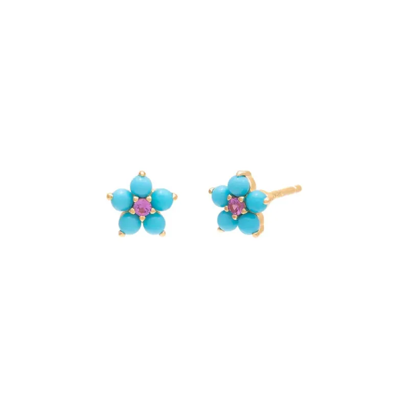 Turquoise Flower Stud Earring sold by Adina Eden's