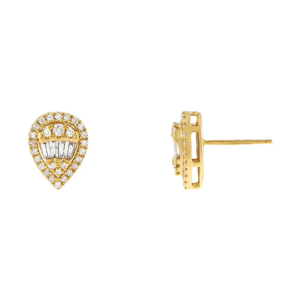Pear Diamond Illusion Stud Earring 14K sold by Adina Eden's