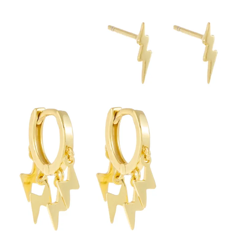 Lightning Bolt Earring Combo Set sold by Adina Eden's