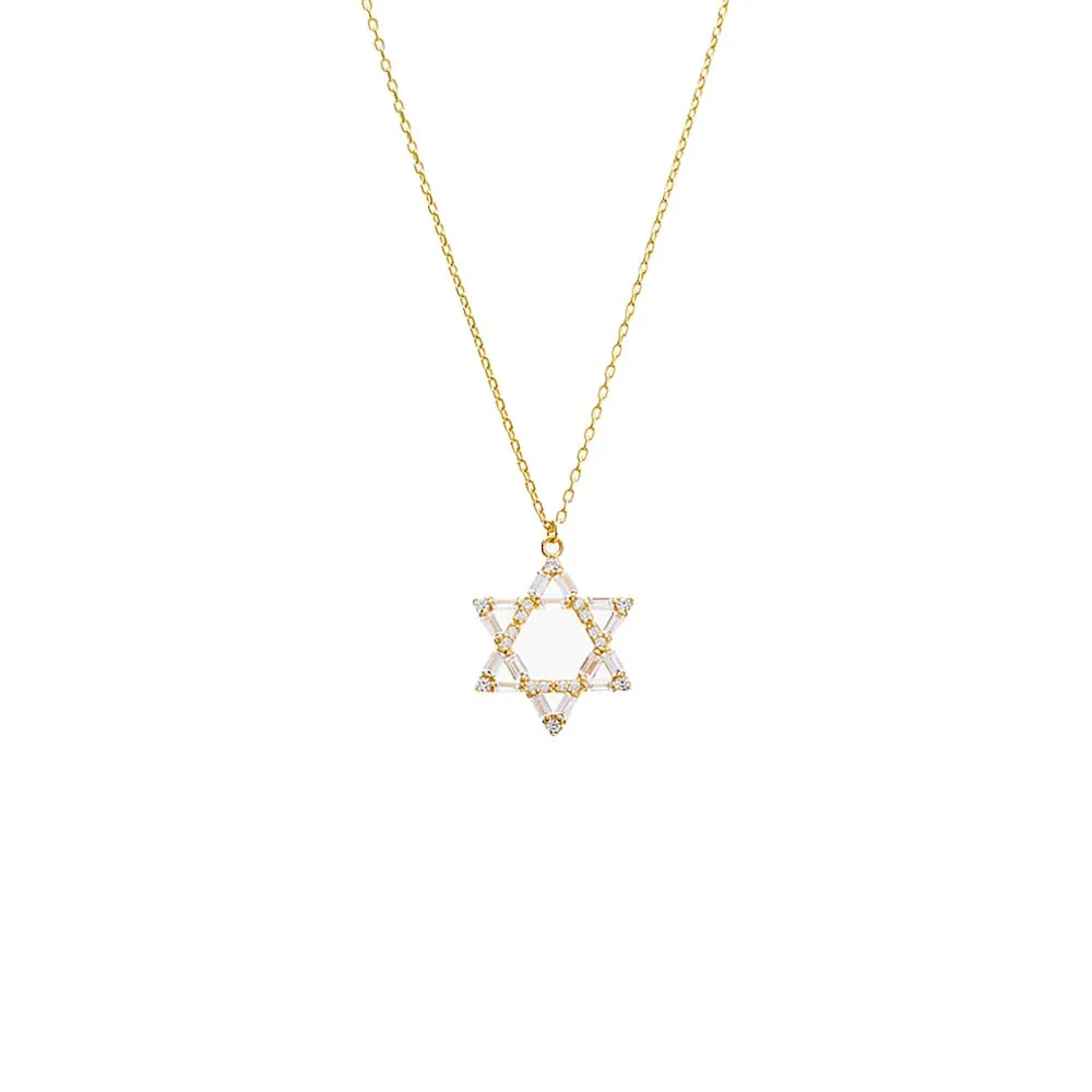 CZ Baguette Star Of David Pendant Necklace sold by Adina Eden's product image thumbnail 3