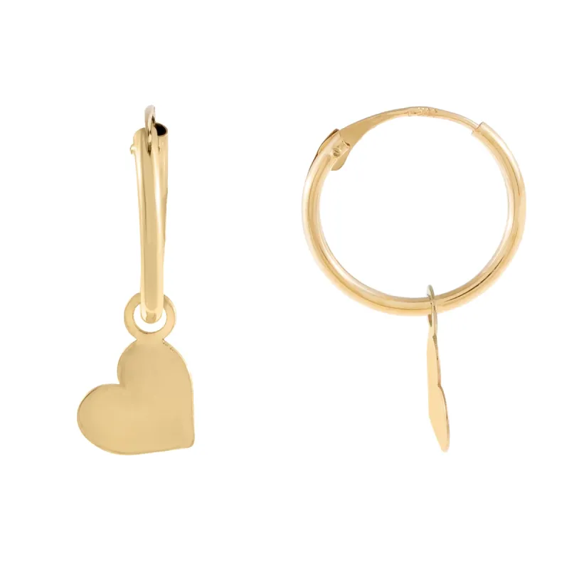 Solid Heart Hoop Earring 14K sold by Adina Eden's