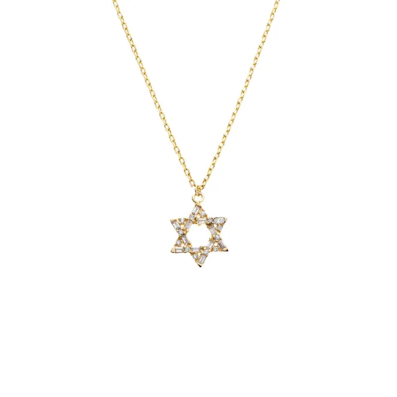 CZ Baguette Star Of David Pendant Necklace sold by Adina Eden's