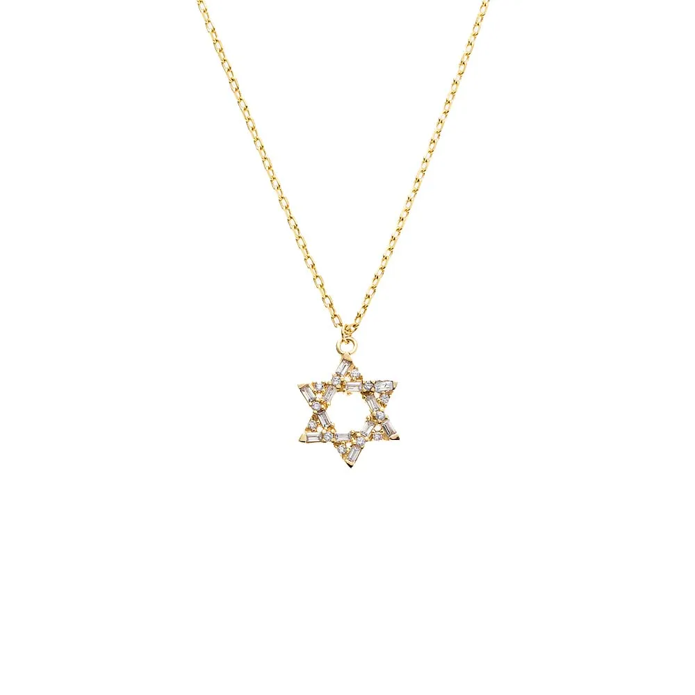 CZ Baguette Star Of David Pendant Necklace sold by Adina Eden's