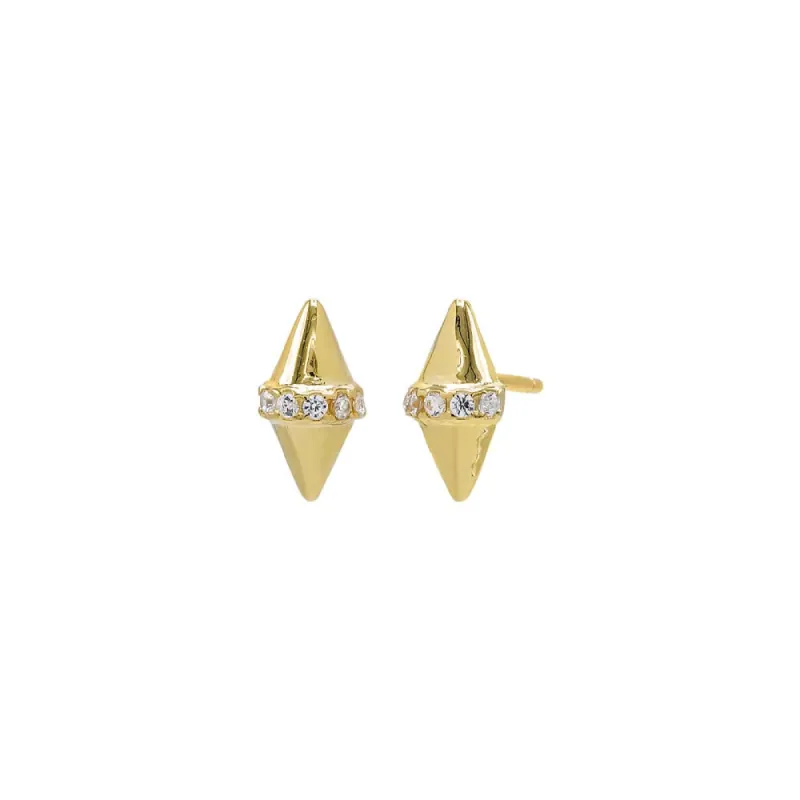 Pave Double Spike Stud Earring sold by Adina Eden's