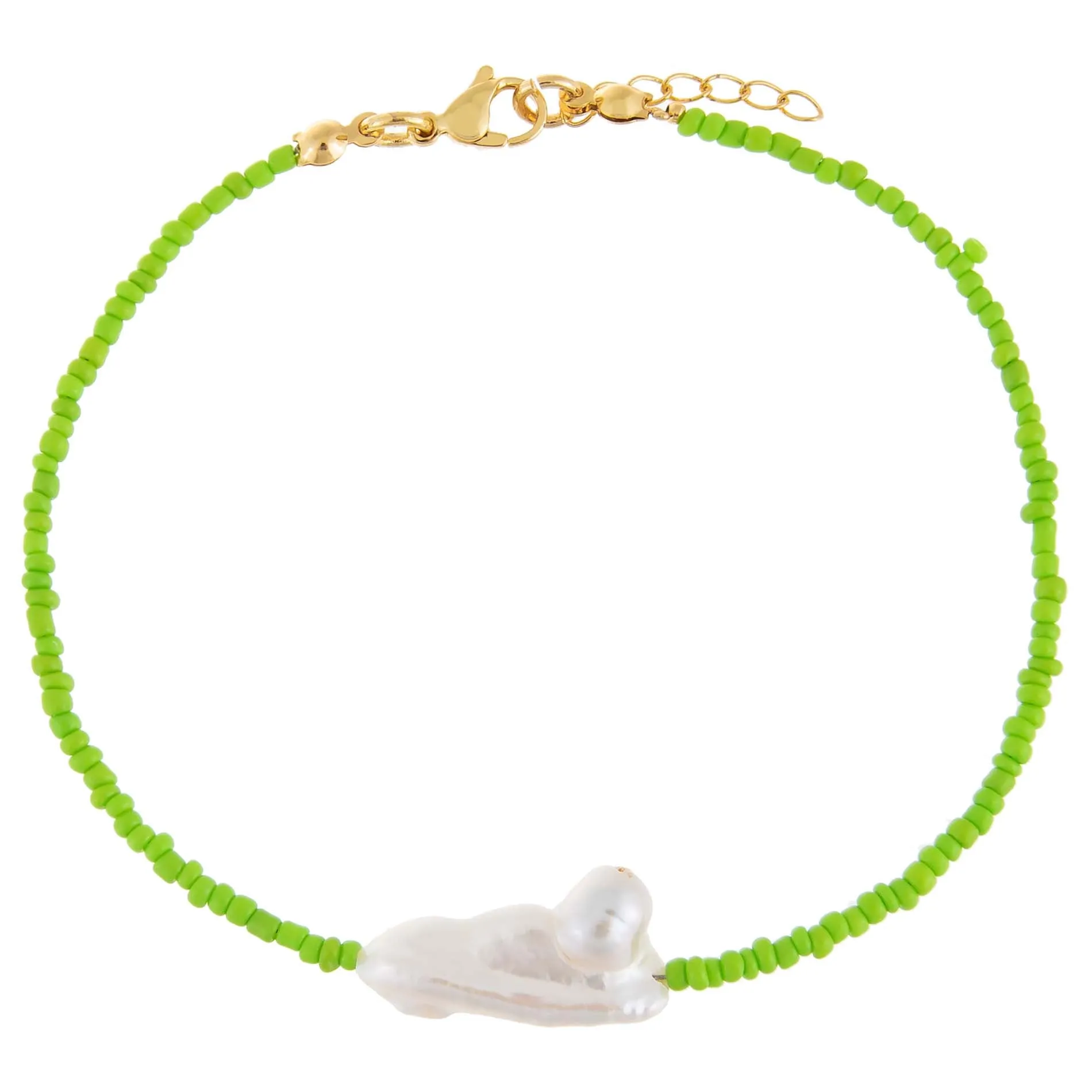 Baroque Pearl Color Beaded Anklet sold by Adina Eden's product image thumbnail 5