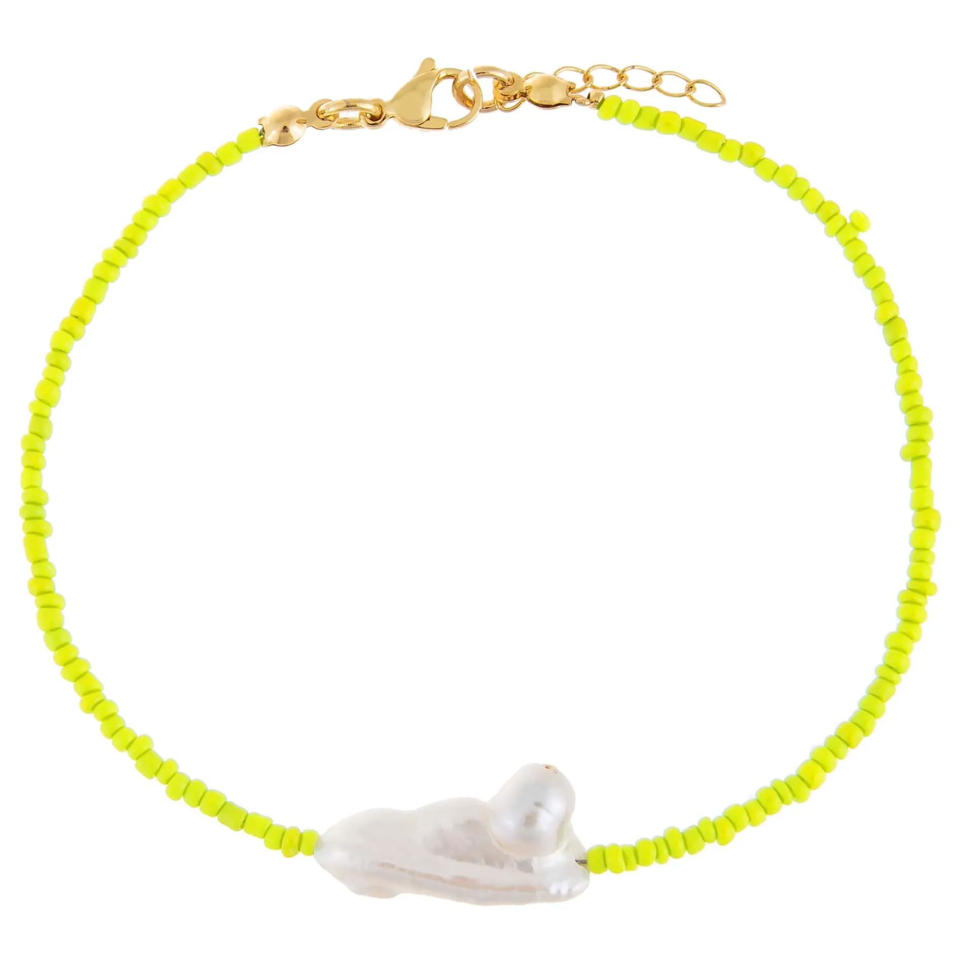 Baroque Pearl Color Beaded Anklet sold by Adina Eden's product image thumbnail 4