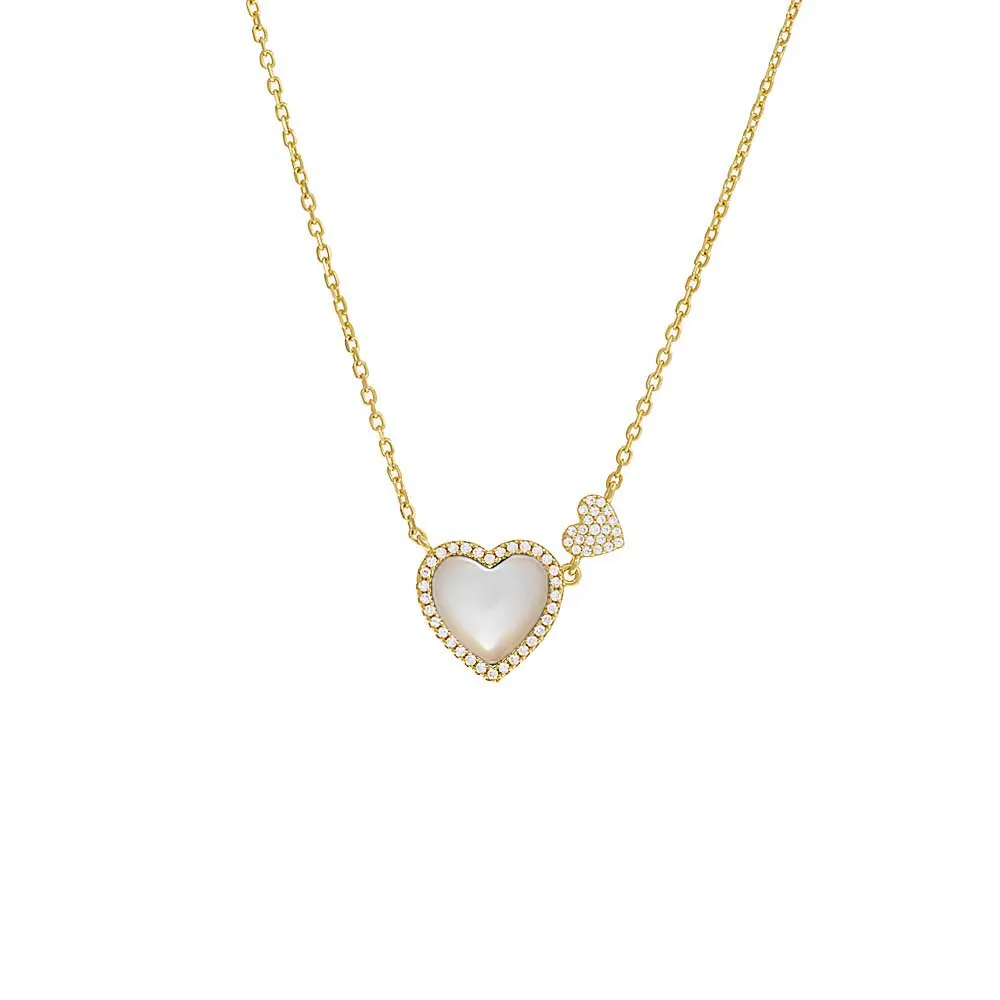 Double Pave Heart Necklace sold by Adina Eden's product image thumbnail 3