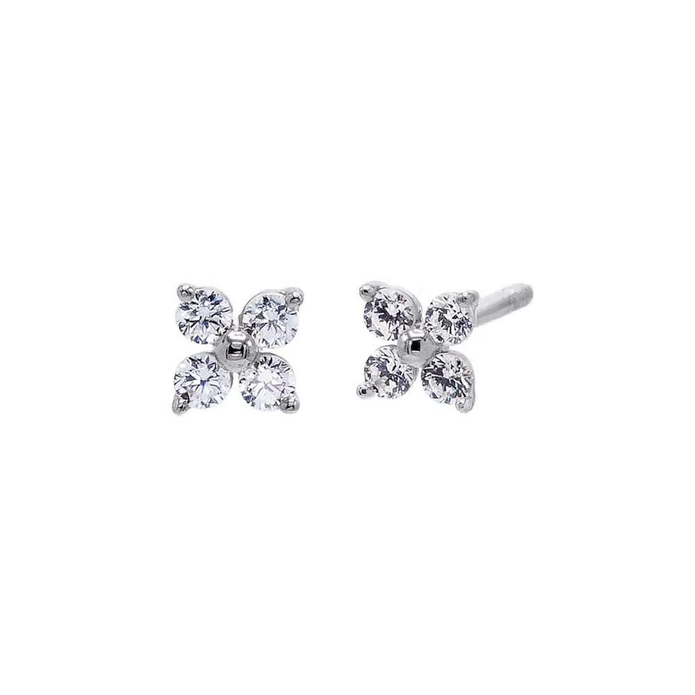CZ Four Leaf Flower Stud Earring 14k sold by Adina Eden's product image thumbnail 4