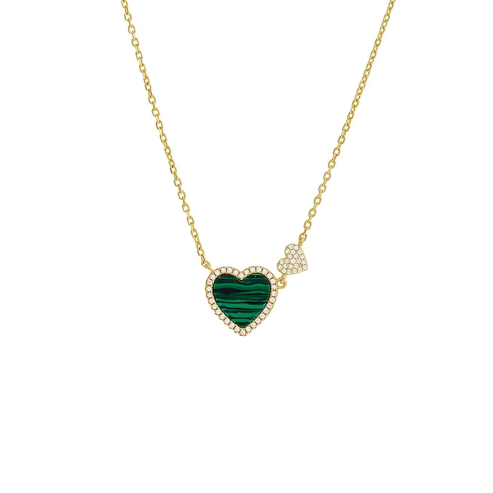Double Pave Heart Necklace sold by Adina Eden's