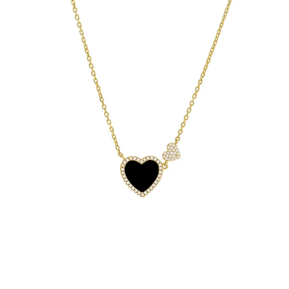 Double Pave Heart Necklace sold by Adina Eden's product image thumbnail 4