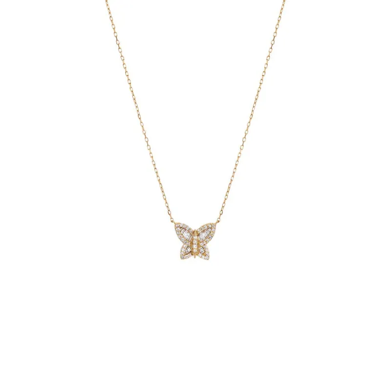 Diamond Baguette X Pave Butterfly 14K sold by Adina Eden's