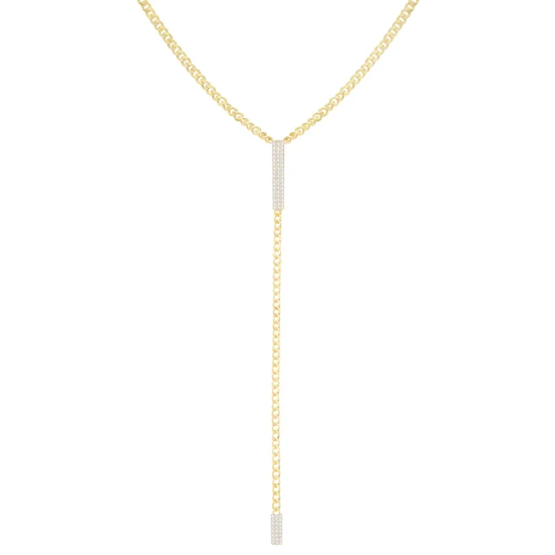 CZ Bar Cuban Chain Lariat sold by Adina Eden's