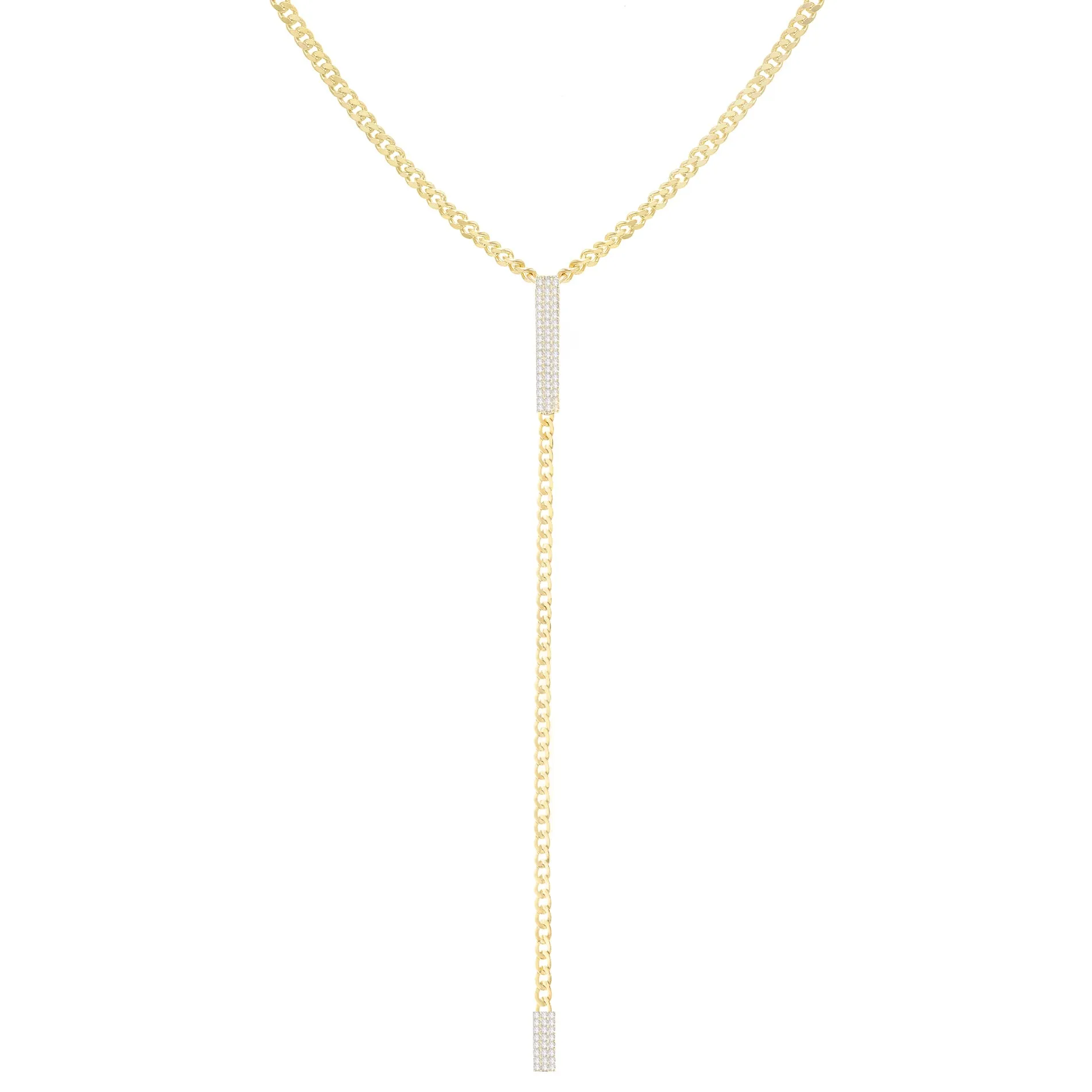 CZ Bar Cuban Chain Lariat sold by Adina Eden's