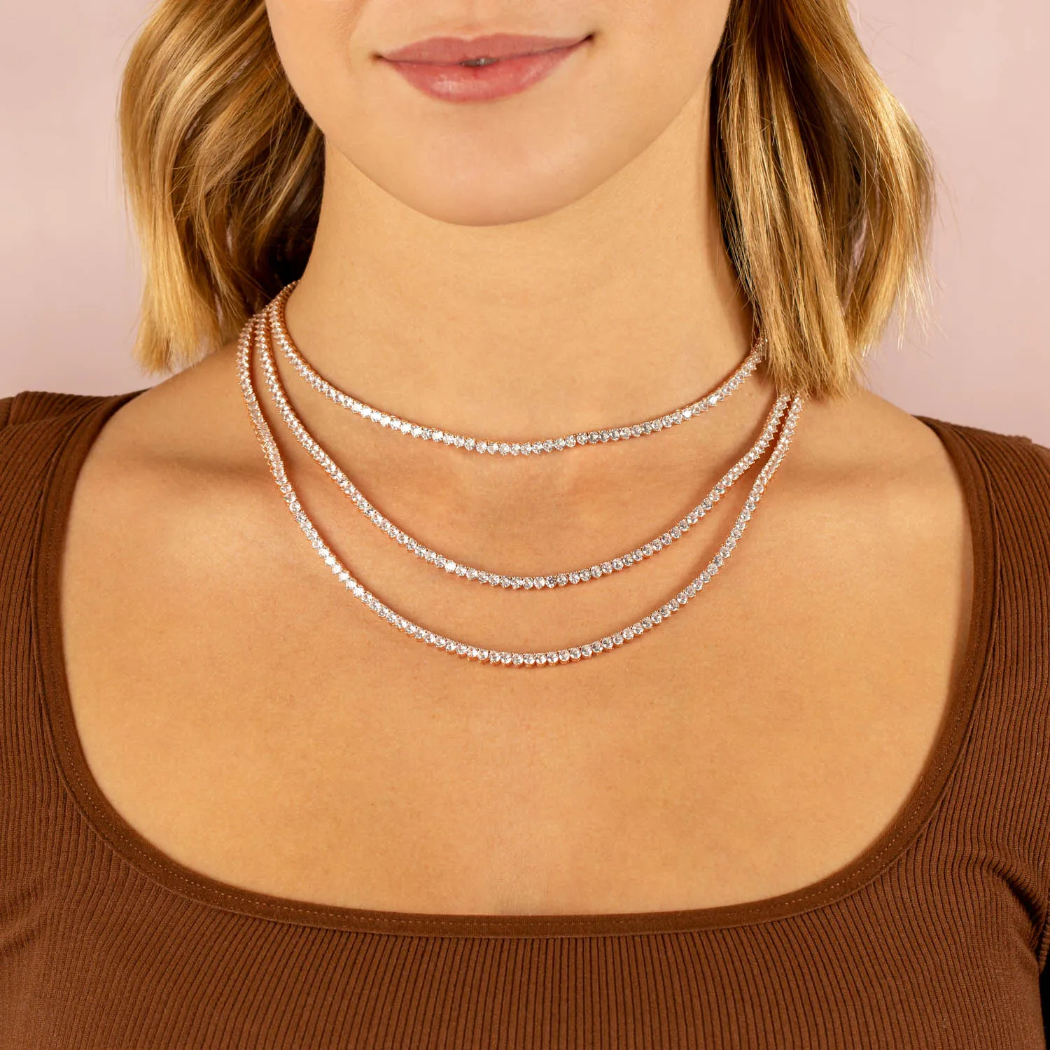 Three Prong Tennis Necklace sold by Adina Eden's product image thumbnail 2