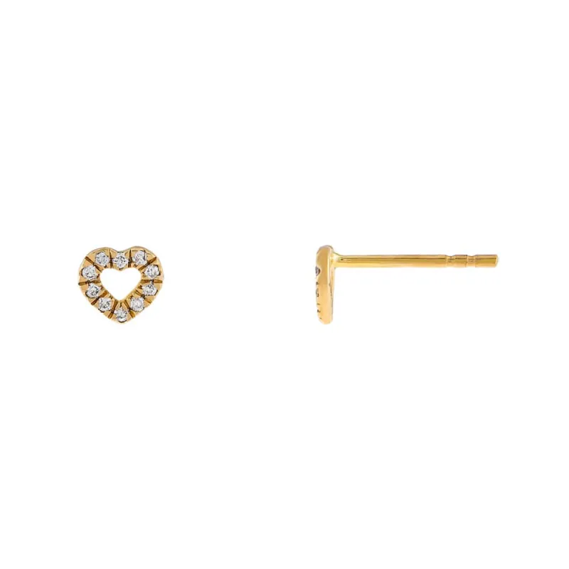 Diamond Heart Outline Stud Earring 14K sold by Adina Eden's