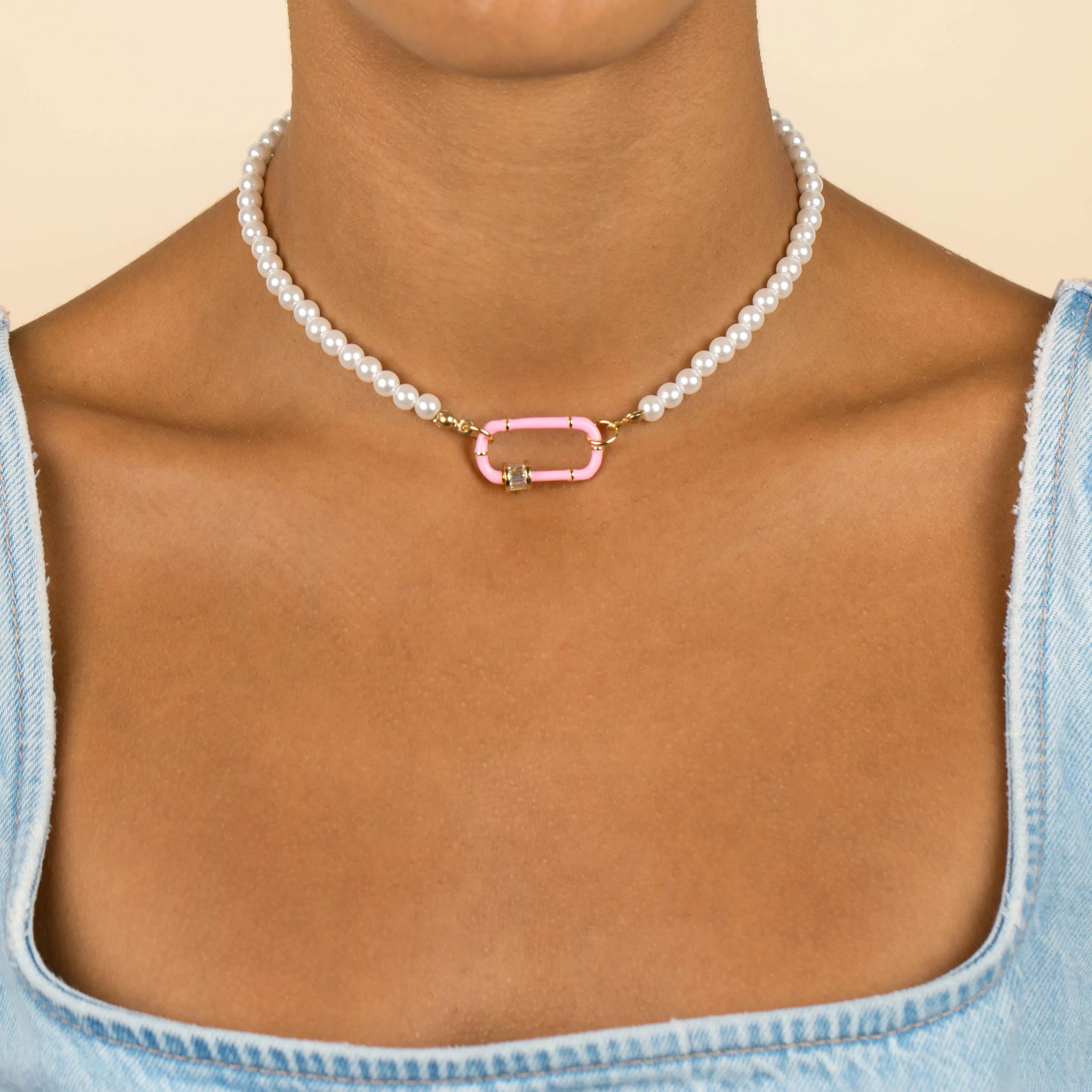 Enamel Toggle Pearl Necklace sold by Adina Eden's product image thumbnail 2