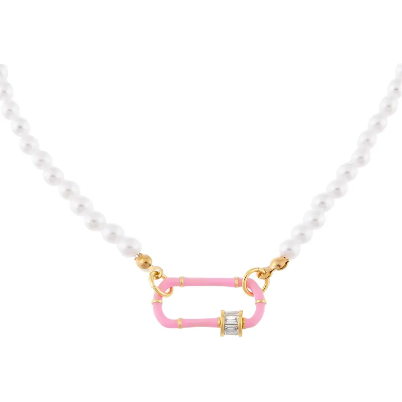 Enamel Toggle Pearl Necklace sold by Adina Eden's