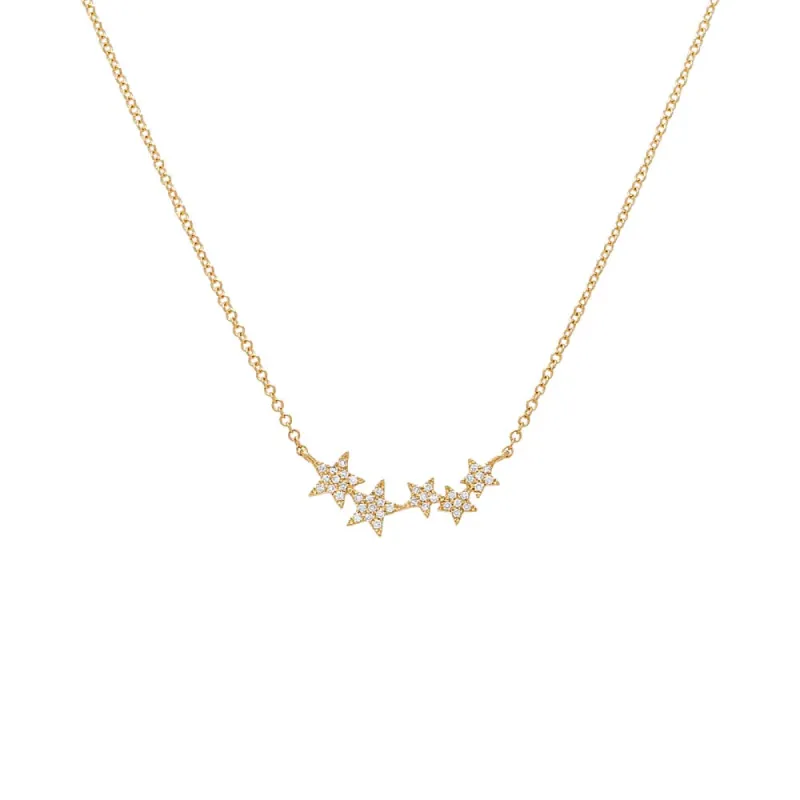 Diamond Pave Multi Star Pendant Necklace 14K sold by Adina Eden's