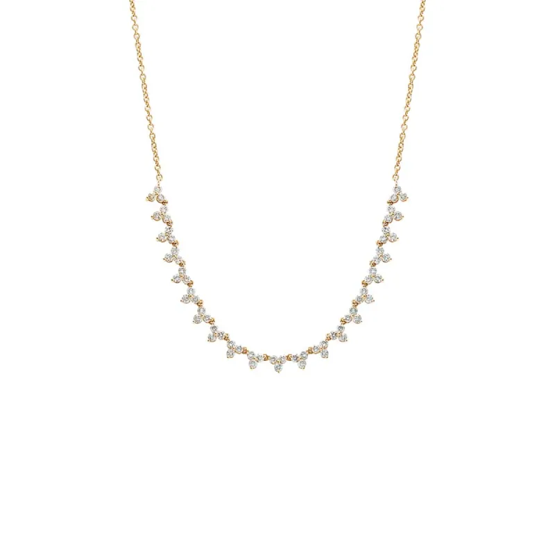 Diamond Trio Clusters Half Tennis Choker 14K sold by Adina Eden's