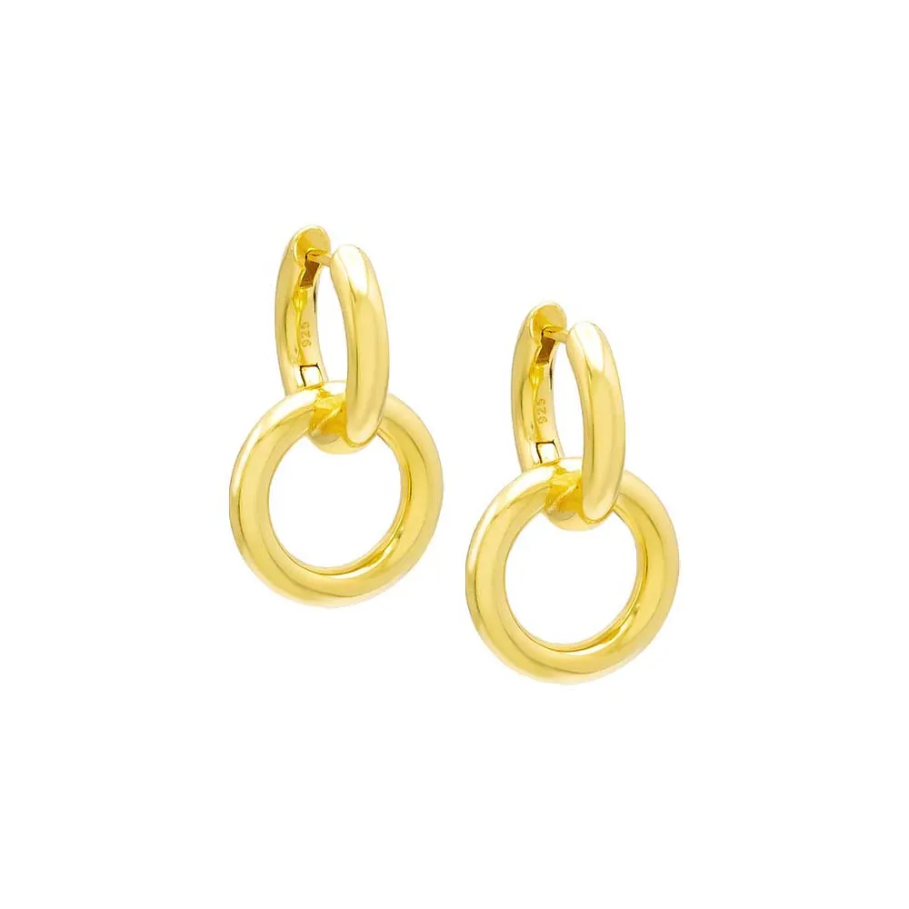 Interlocked Double Hoop Huggie Earring sold by Adina Eden's