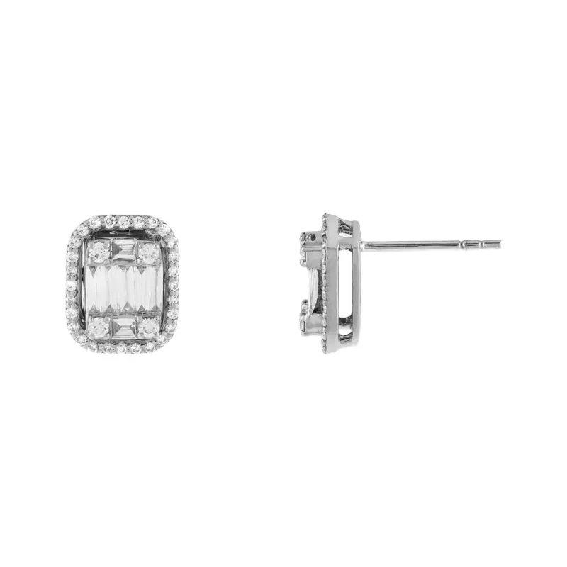 Diamond Illusion Baguette Stud Earring 14K sold by Adina Eden's